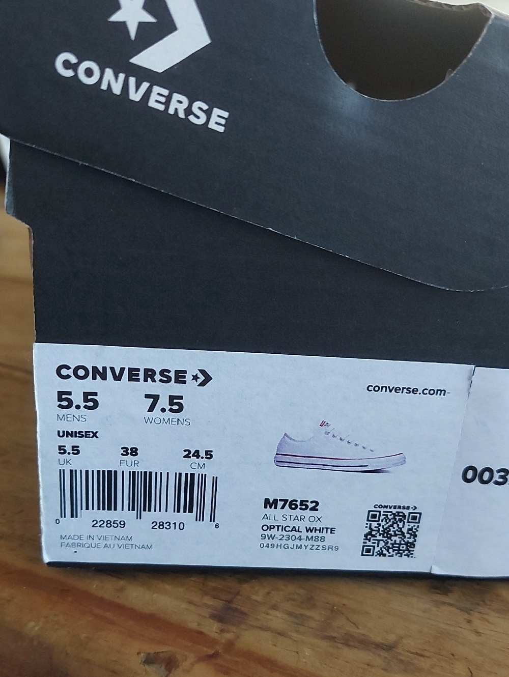 Converse Women White Low Top Sneakers with Red & Blue Stripe - Picture 7 of 7